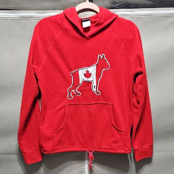Joe Boxer Red Canadian Flag Dog Fleece Hoodie - Picture 1 of 6
